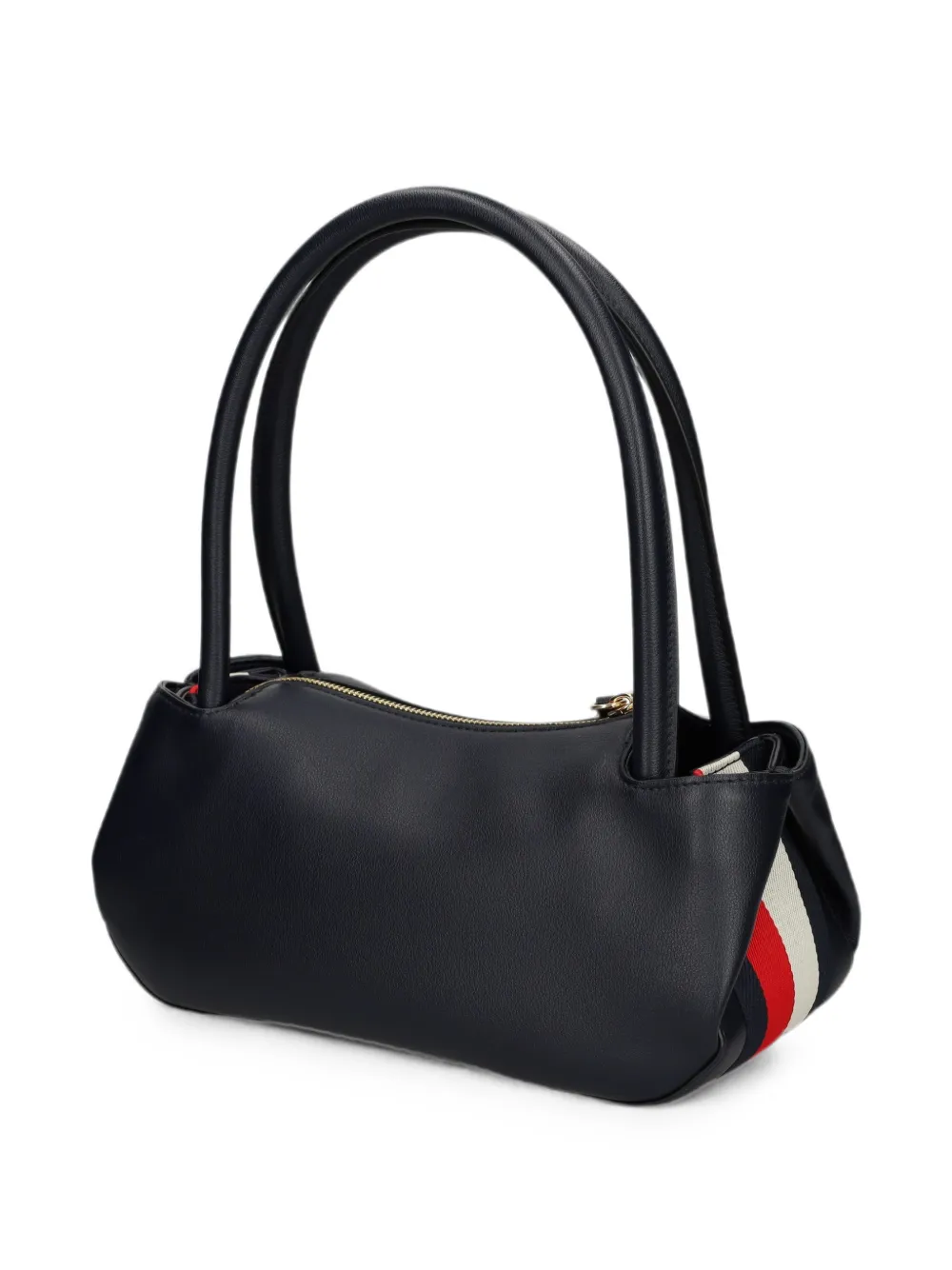 Tommy Hilfiger Gestreepte schoudertas met logo-plakkaat Blauw
