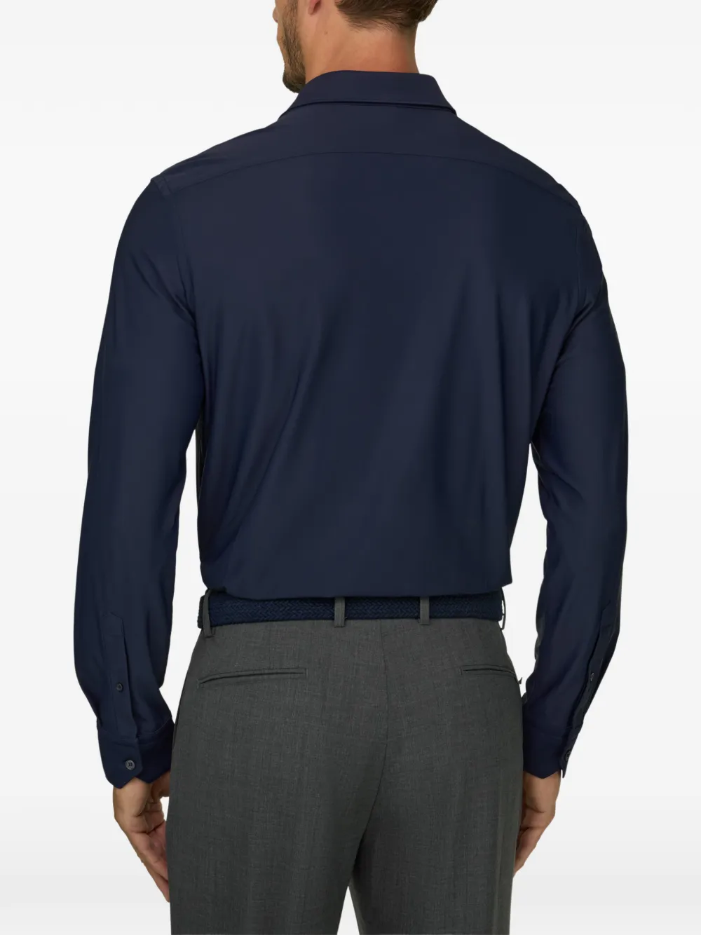 Boggi Milano Stretch nylon B Tech slim-fit overhemd Blauw