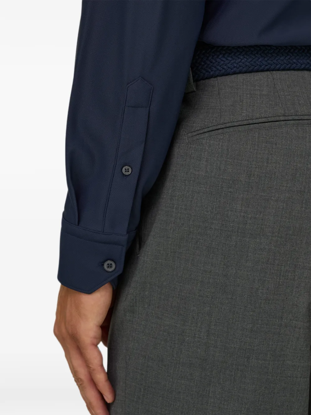 Boggi Milano Stretch nylon B Tech slim-fit overhemd Blauw