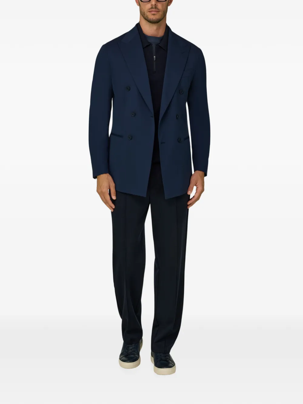 Boggi Milano B Tech blazer met dubbele rij knopen en stretch-nylon Blauw