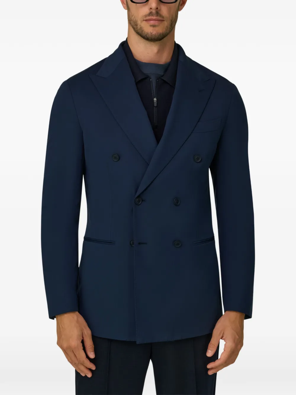 Boggi Milano B Tech blazer met dubbele rij knopen en stretch-nylon Blauw