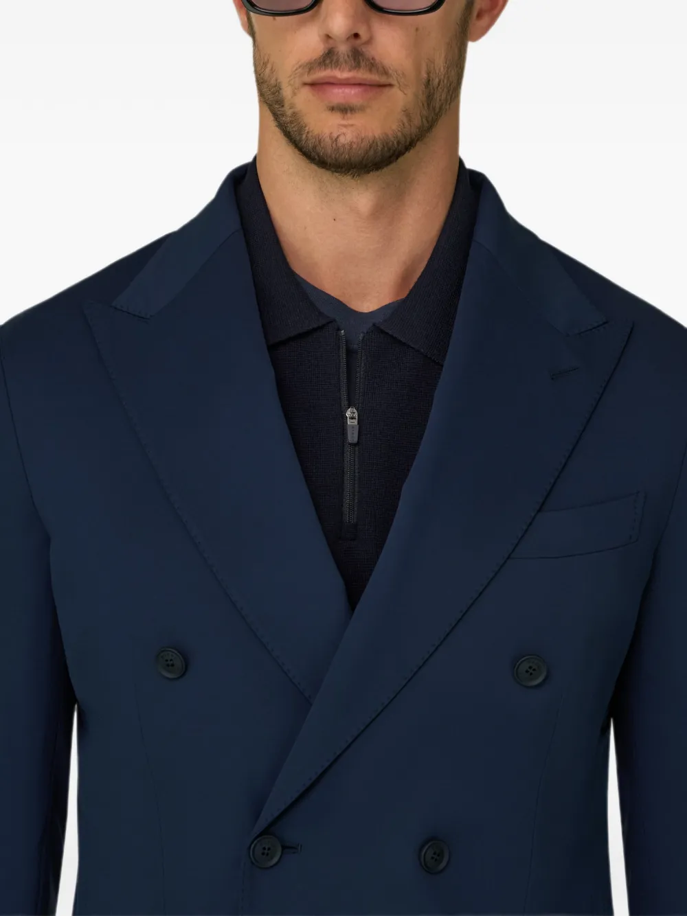 Boggi Milano B Tech blazer met dubbele rij knopen en stretch-nylon Blauw