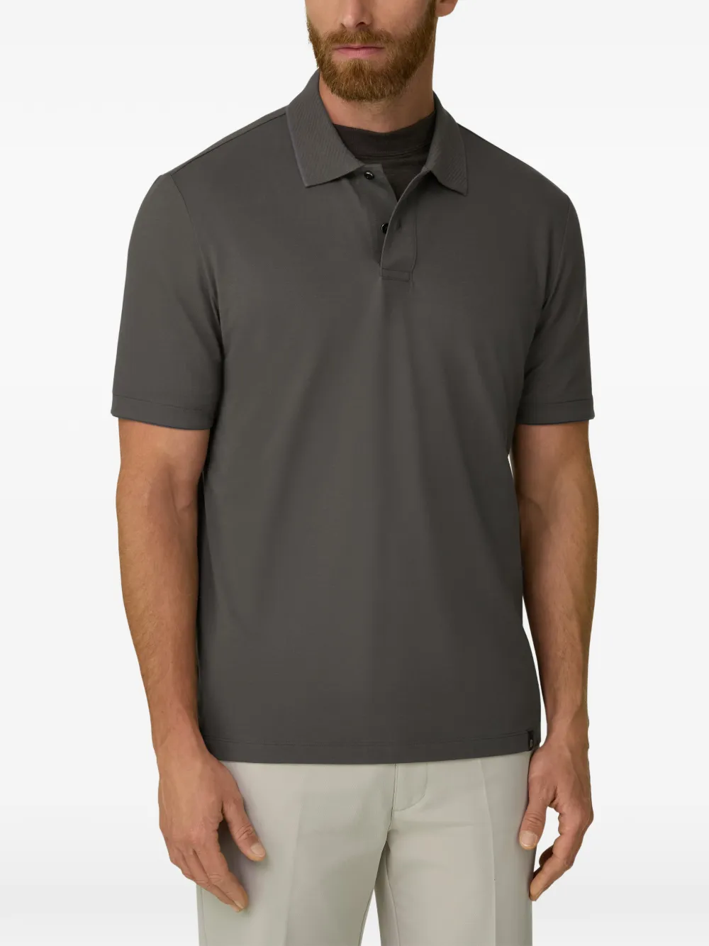 Boggi Milano Poloshirt van stretch-katoenblend piqué Cool Jade-Fresh Grijs