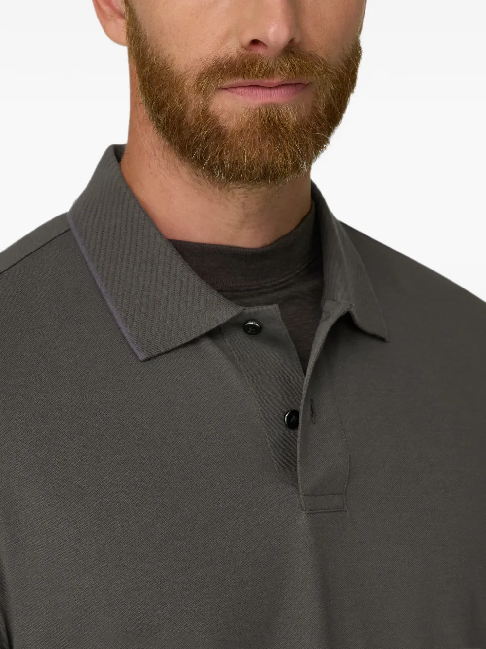 Boggi Milano Poloshirt van stretch-katoenblend piqué Cool Jade-Fresh Grijs