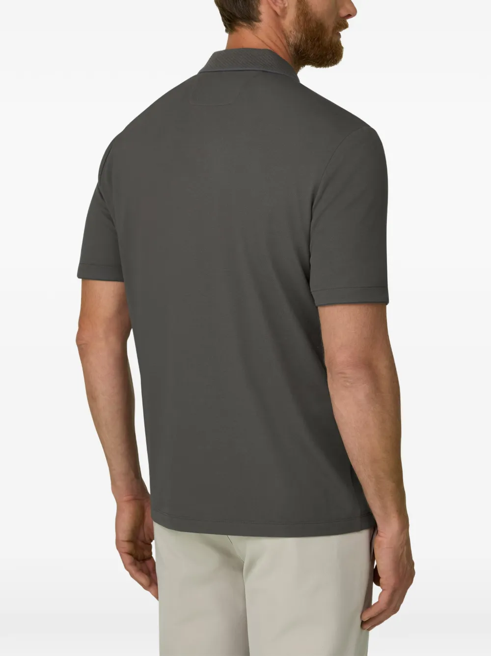 Boggi Milano Poloshirt van stretch-katoenblend piqué Cool Jade-Fresh Grijs