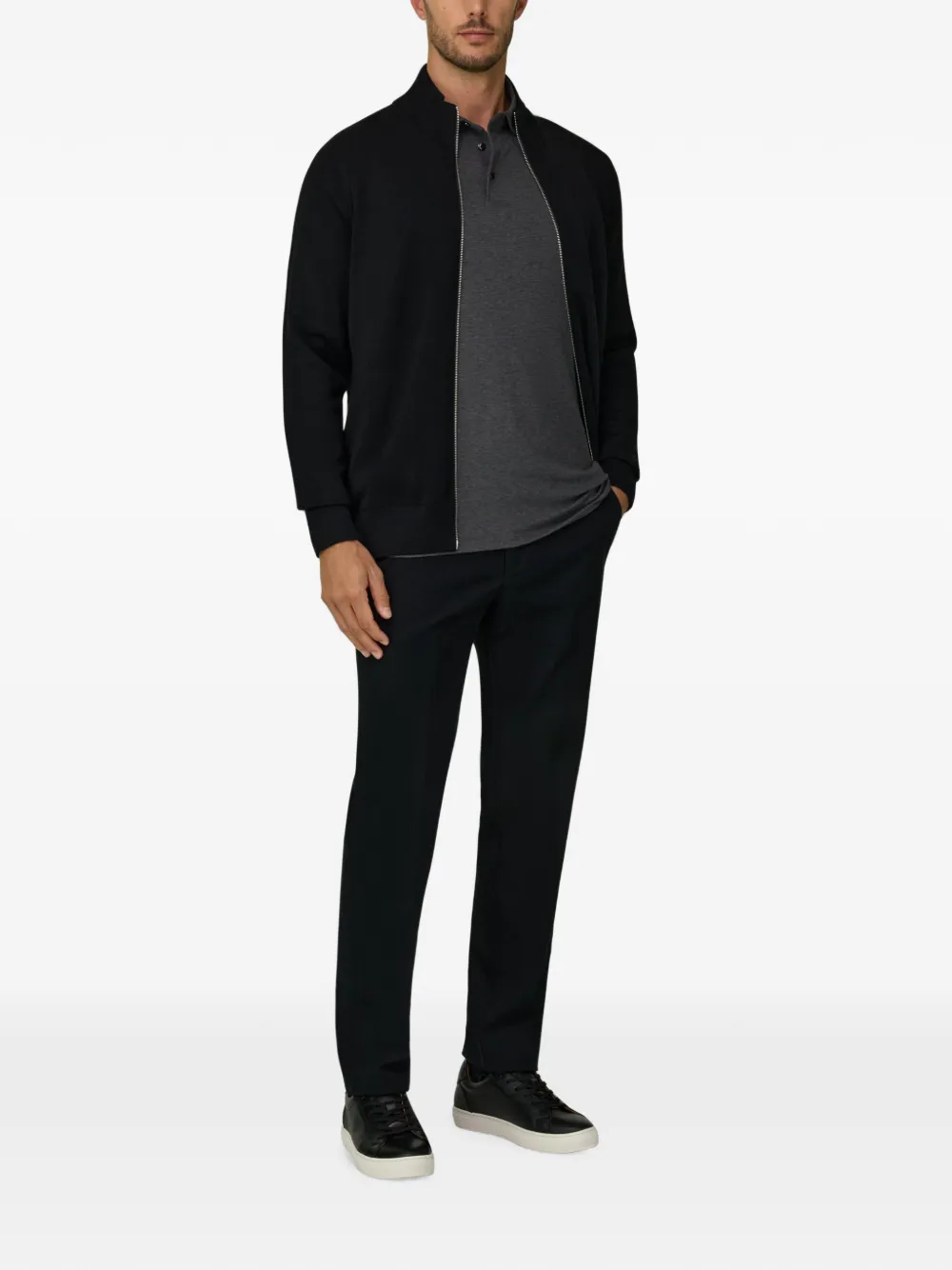 Boggi Milano Broek van stretch katoenen tencel Zwart