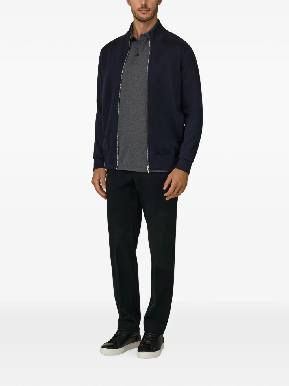 Boggi Milano Trui van merinowolblend met rits Blauw