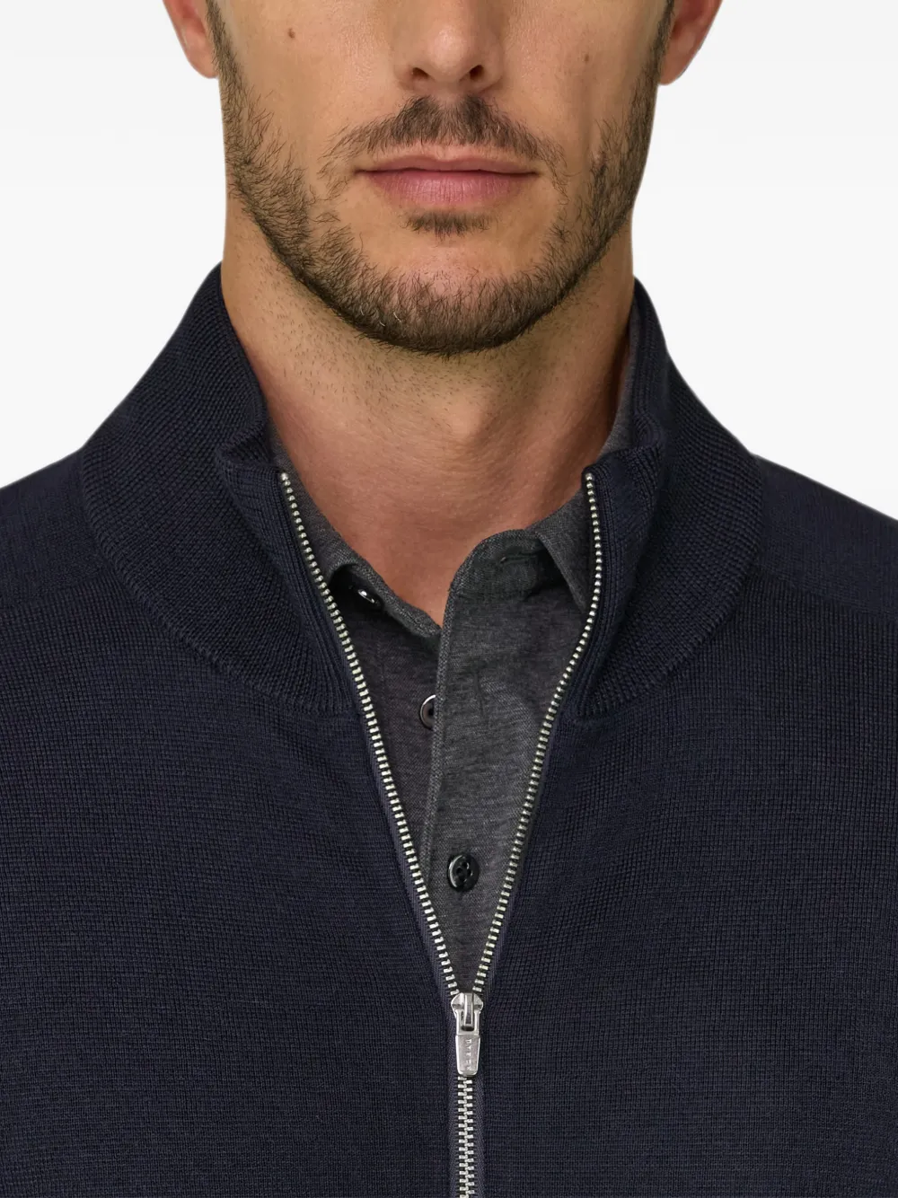 Boggi Milano Trui van merinowolblend met rits Blauw