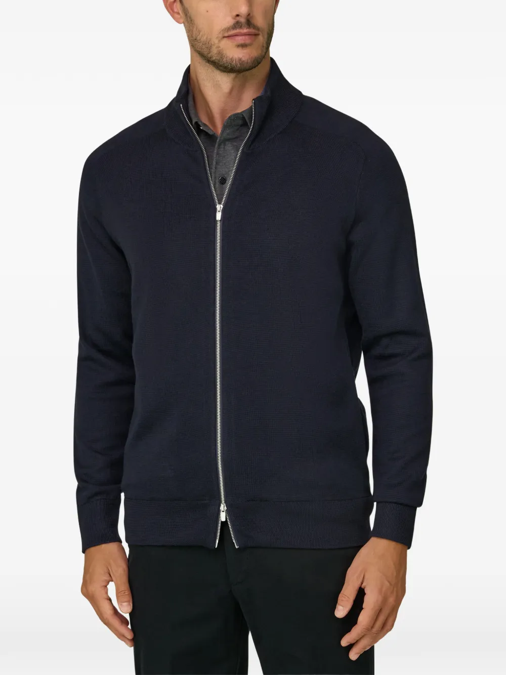 Boggi Milano Trui van merinowolblend met rits Blauw