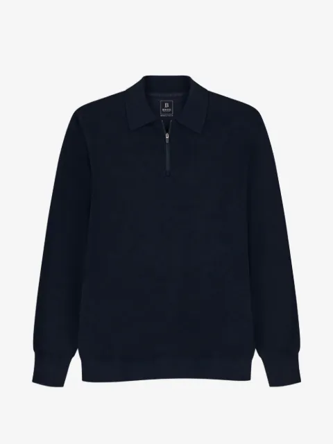 Boggi Milano Knitted polo shirt quarter-zip wool blend WOOLTECH