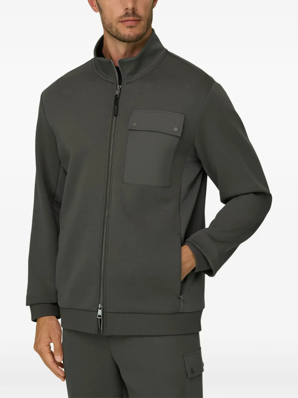 Boggi Milano Scuba B Tech sweater van katoenblend met rits Grijs