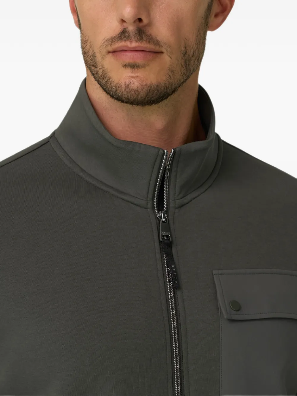 Boggi Milano Scuba B Tech sweater van katoenblend met rits Grijs