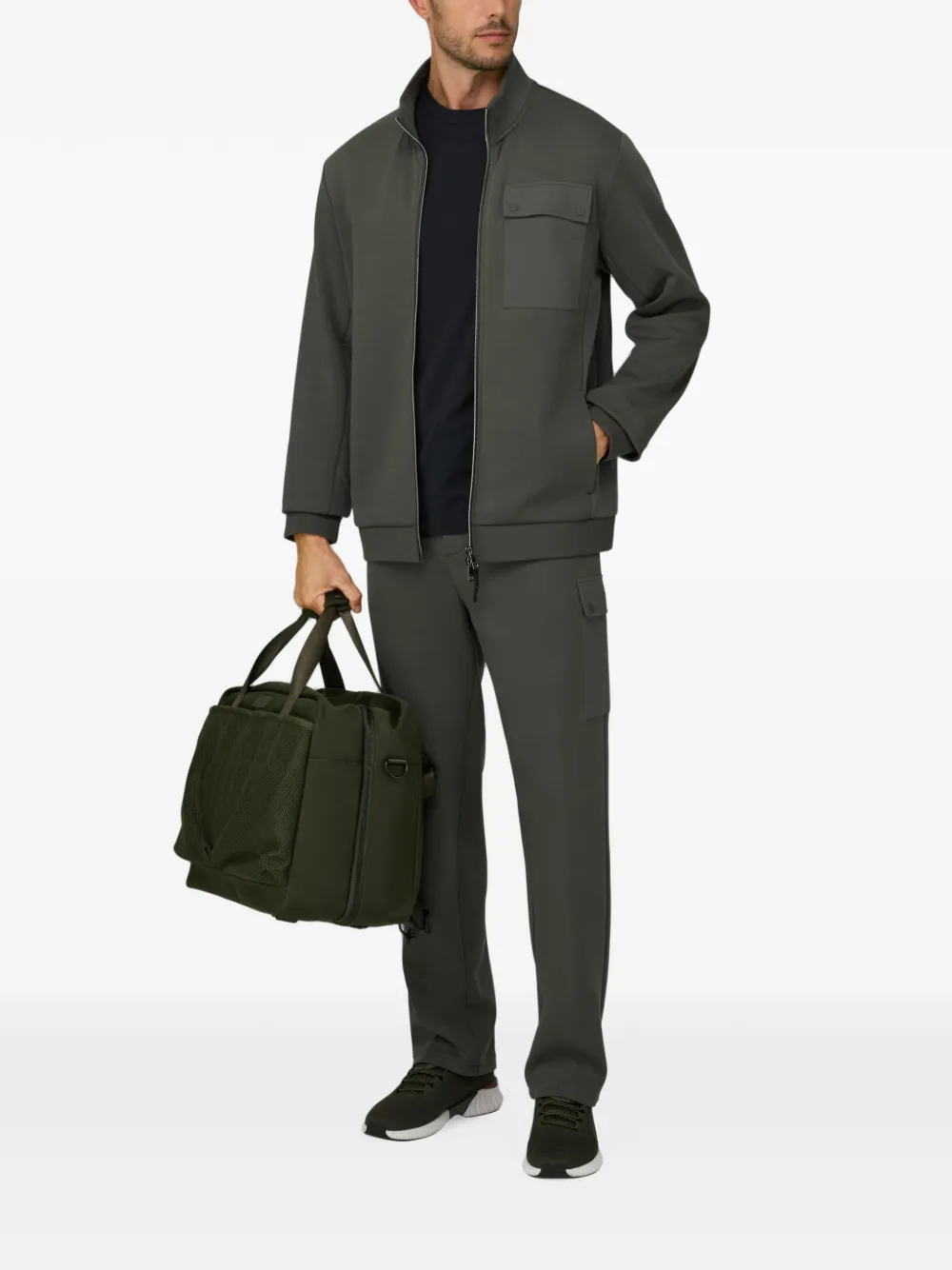 Boggi Milano Scuba B Tech sweater van katoenblend met rits Grijs