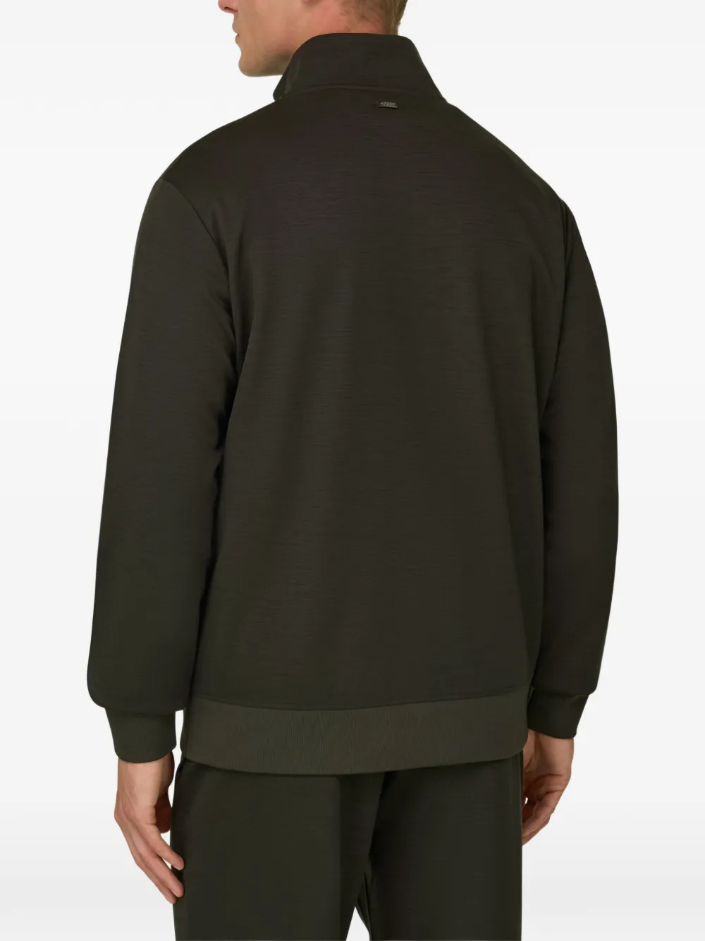 Boggi Milano Sweater van wolblend met kwartrits Groen