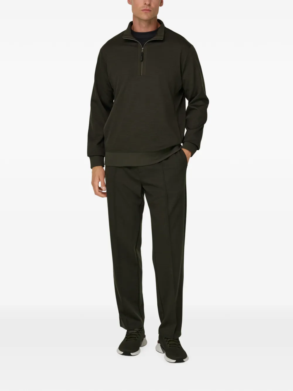 Boggi Milano Sweater van wolblend met kwartrits Groen