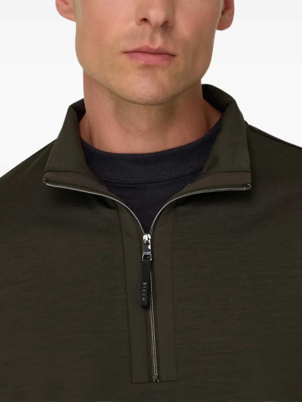 Boggi Milano Sweater van wolblend met kwartrits Groen