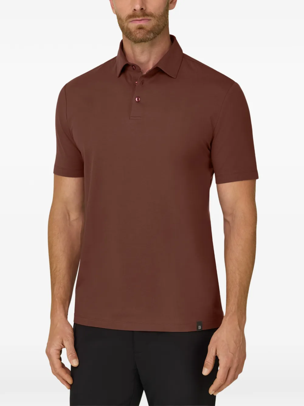 Boggi Milano Poloshirt van stretch Supima katoenen jersey Bruin