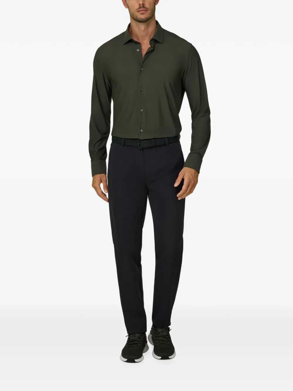 Boggi Milano B Tech slim-fit overhemd van stretch-nylon Groen