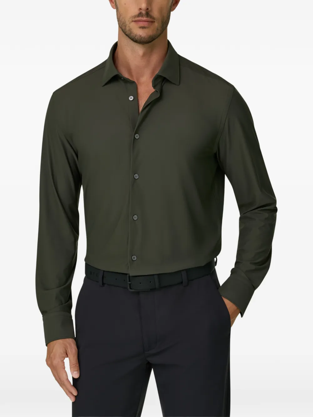 Boggi Milano B Tech slim-fit overhemd van stretch-nylon Groen