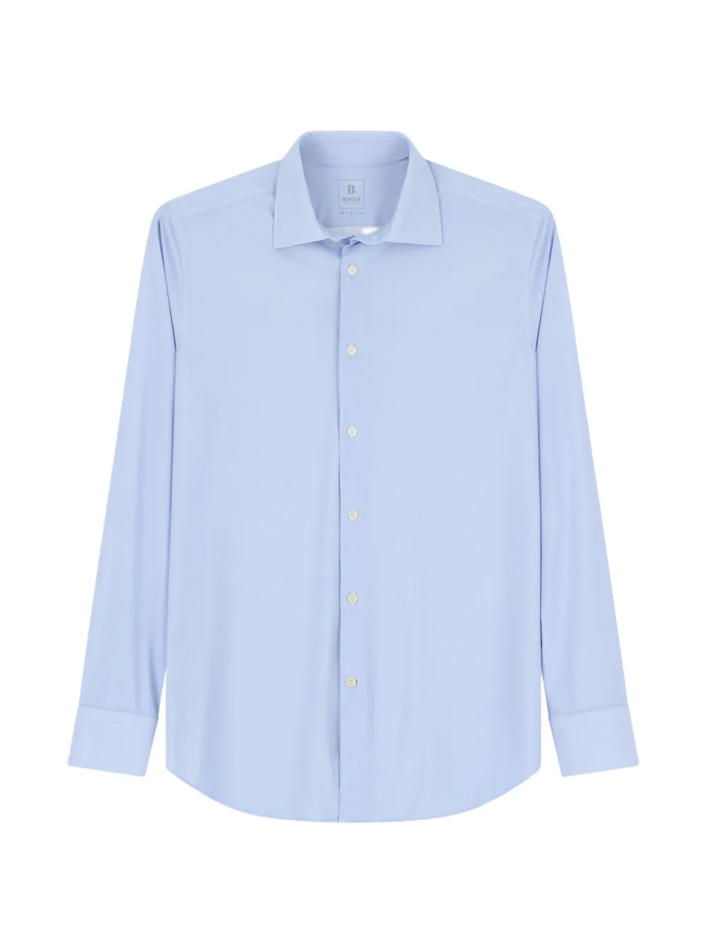 Boggi Milano shirt slim-fit stretch-nylon herringbone B Tech | Blue | Image 1