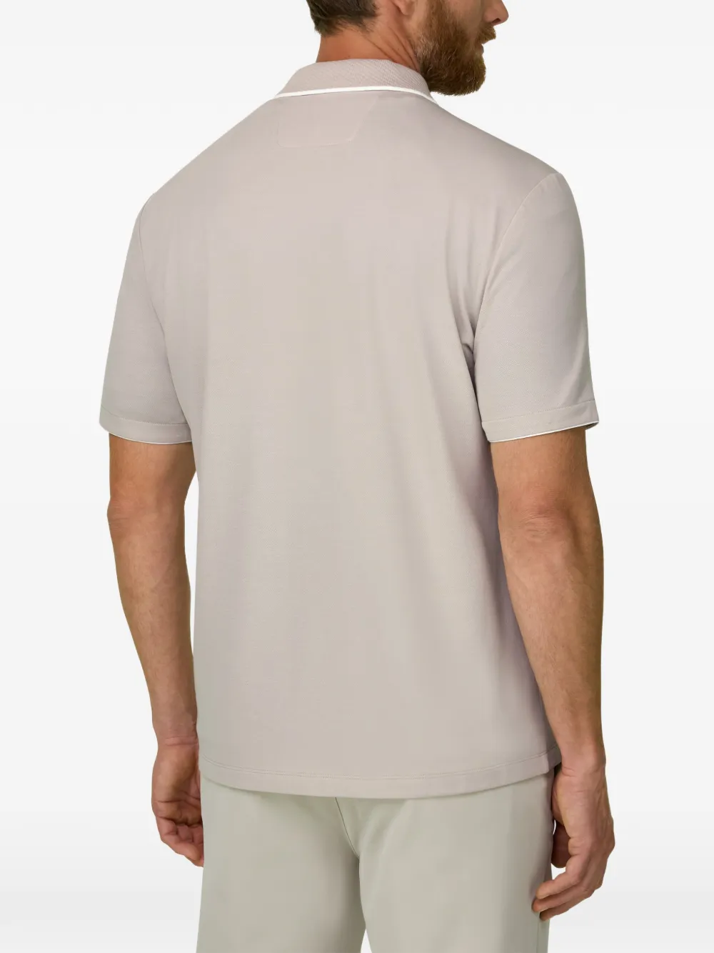 Boggi Milano Poloshirt van stretch-katoenen blend met piqué-effect Beige