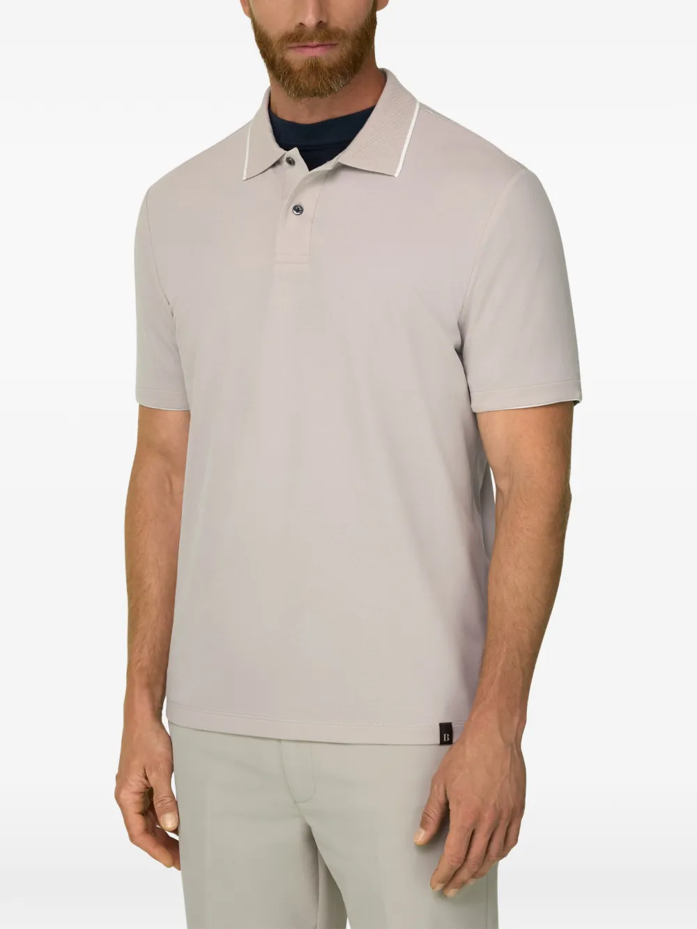 Boggi Milano Poloshirt van stretch-katoenen blend met piqué-effect Beige