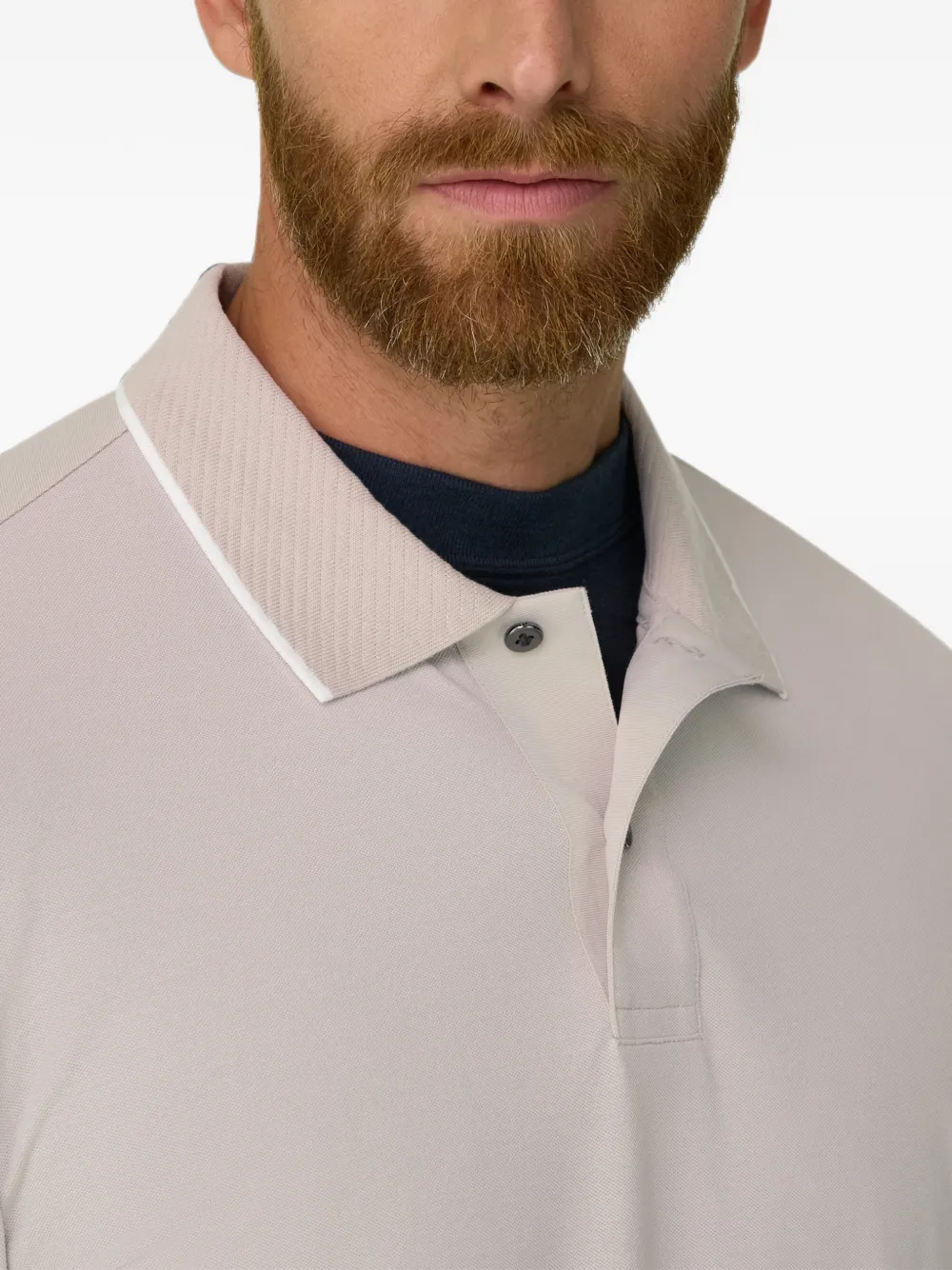 Boggi Milano Poloshirt van stretch-katoenen blend met piqué-effect Beige