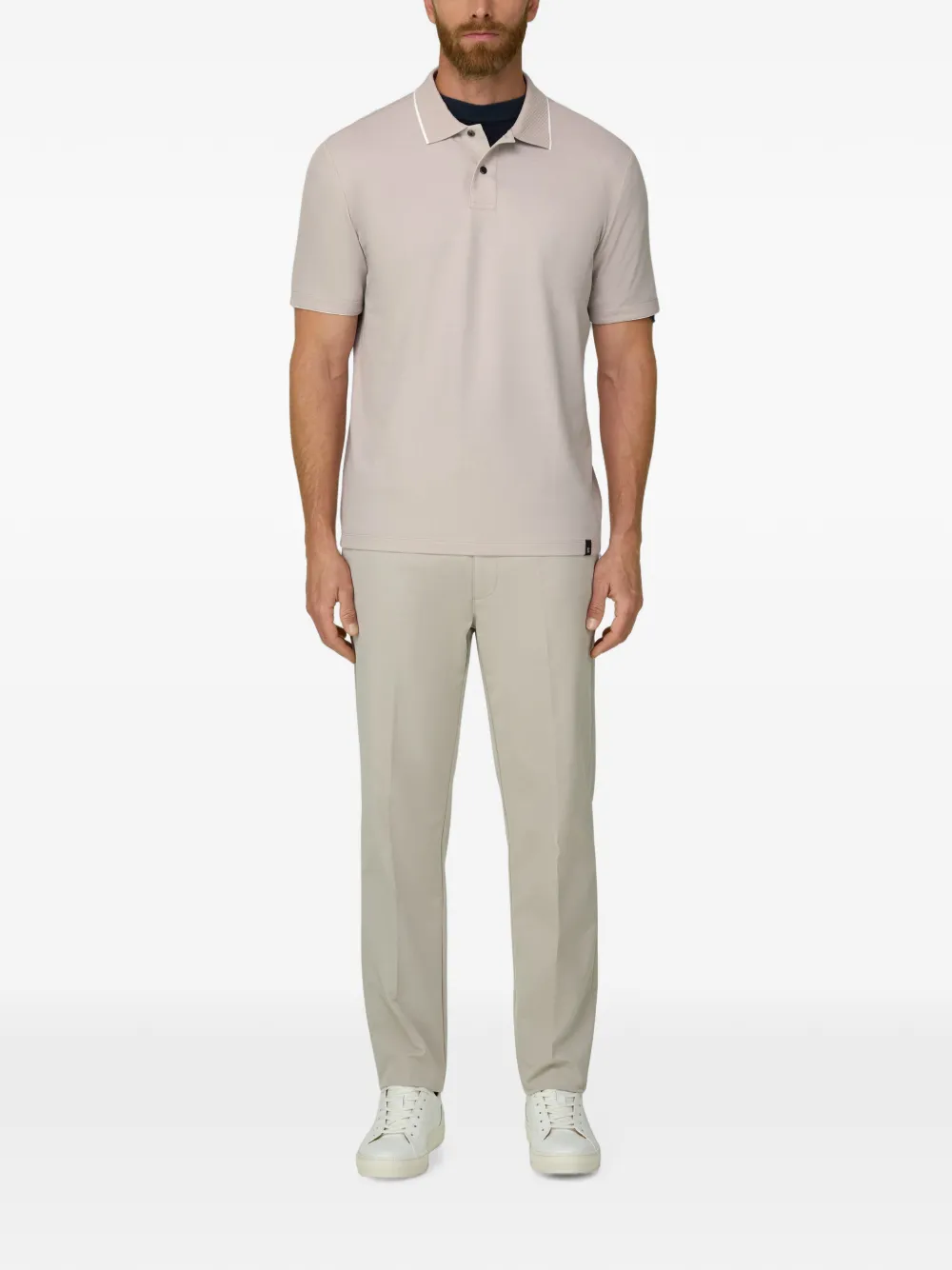 Boggi Milano Poloshirt van stretch-katoenen blend met piqué-effect Beige