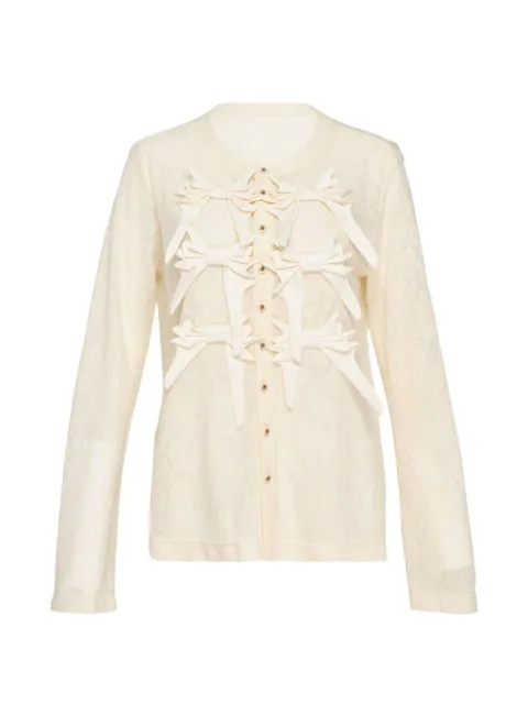Renli Su bow-embellished lace-texture cardigan