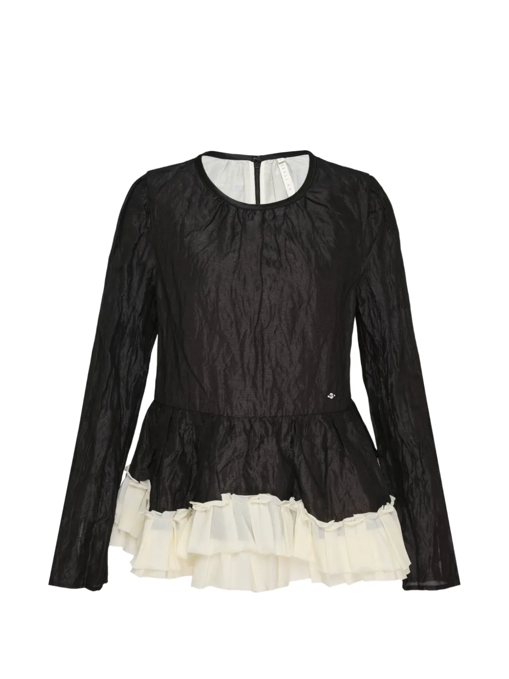Renli Su crinkled-finish ruffled blouse - Black