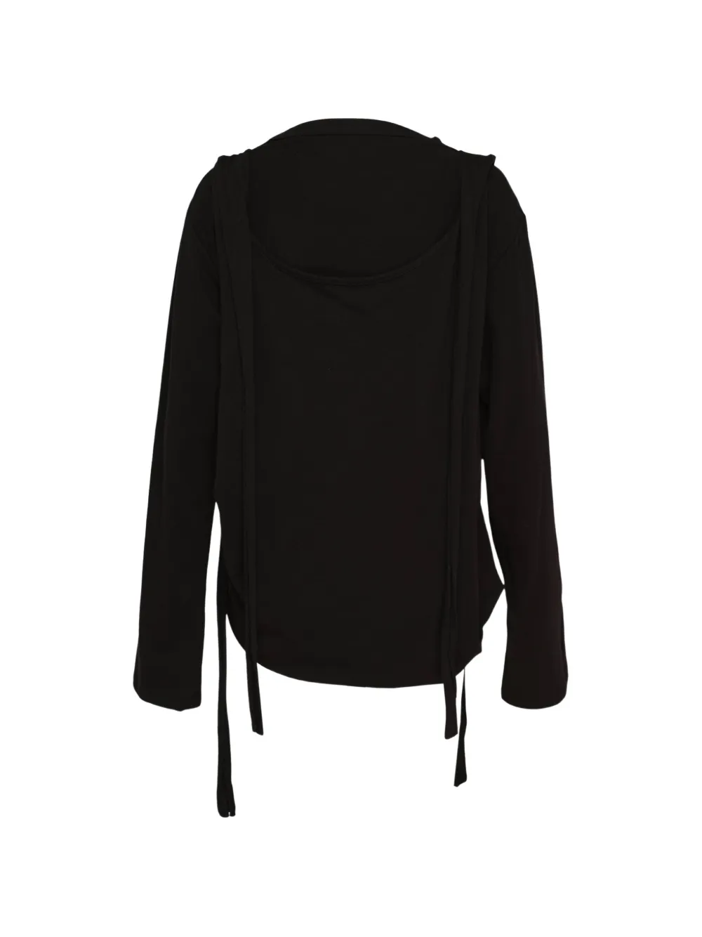 Yohji Yamamoto T-shirt met bandje en lange mouwen Zwart