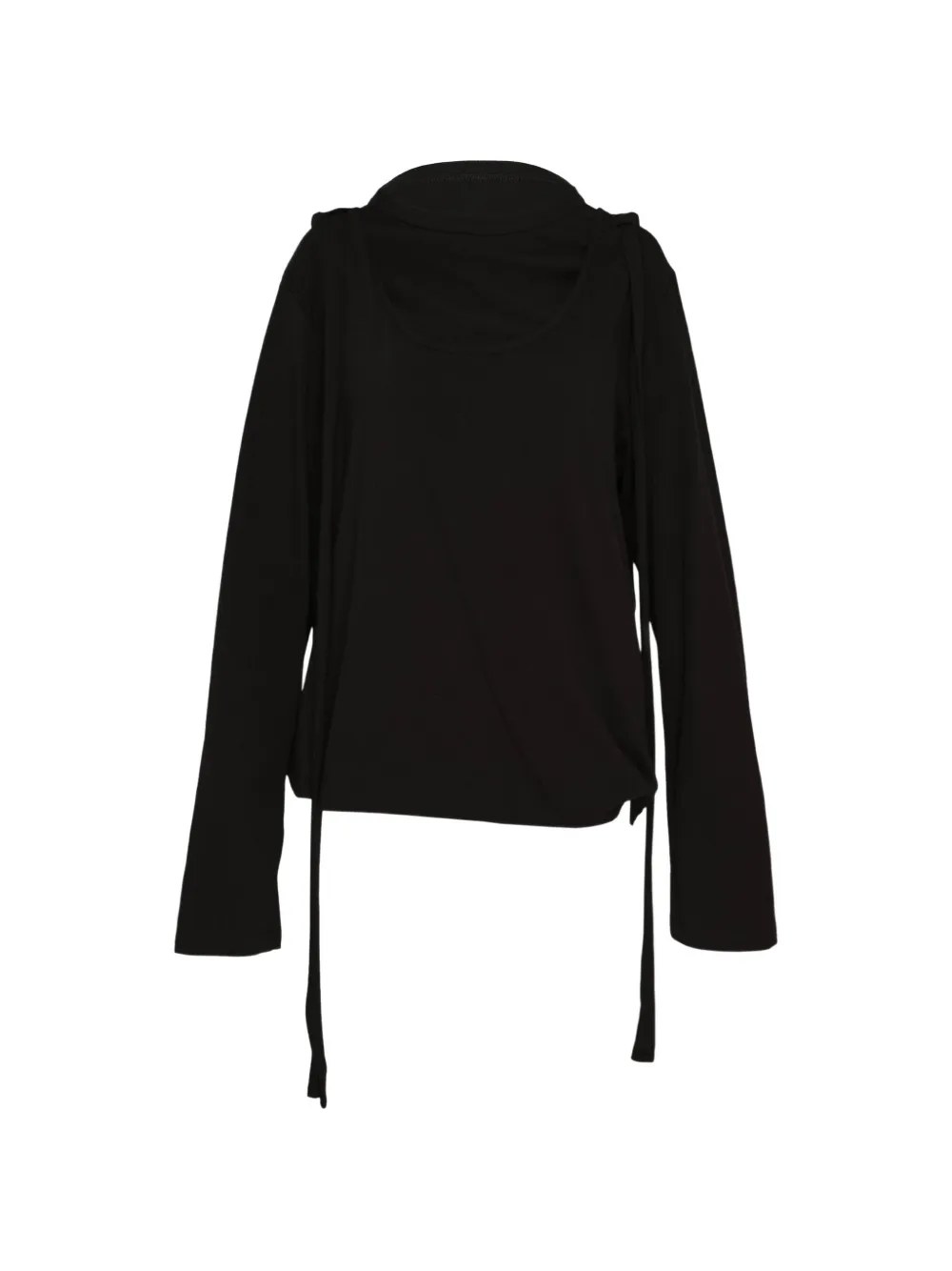Yohji Yamamoto Strap-detail Long-sleeve T-shirt In Black