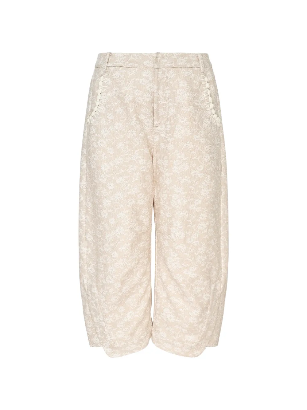 Renli Su floral-print cropped trousers | Neutrals | Image 1