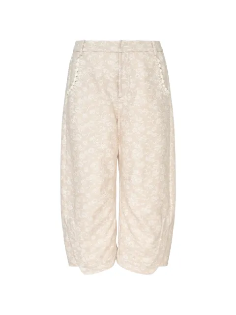 Renli Su floral-print cropped trousers
