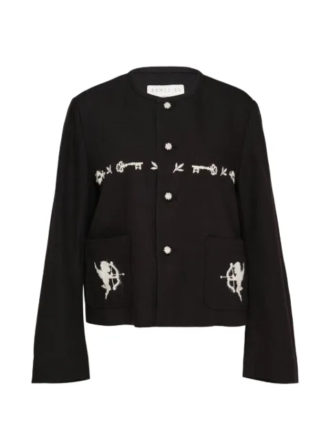 Renli Su embroidered crew-neck jacket