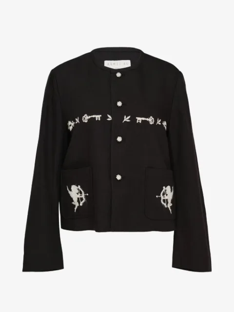 Renli Su embroidered crew-neck jacket