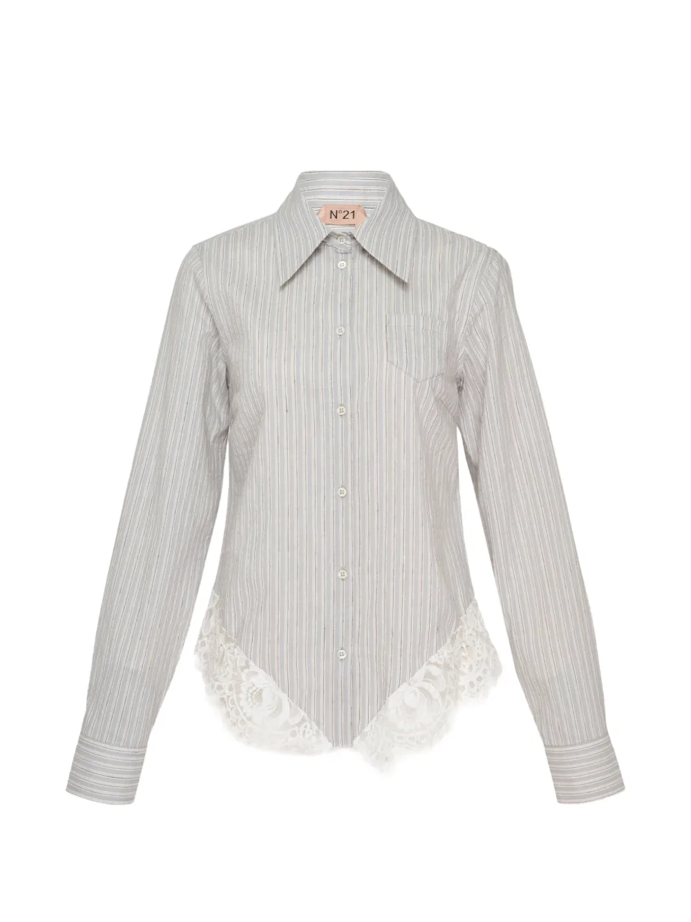 N°21 Striped Lace-trim Shirt In Multi