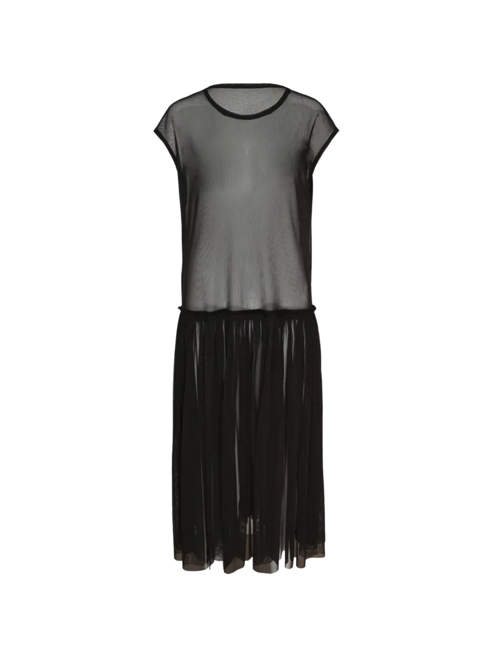 Yohji Yamamoto gathered mesh midi dress - Schwarz