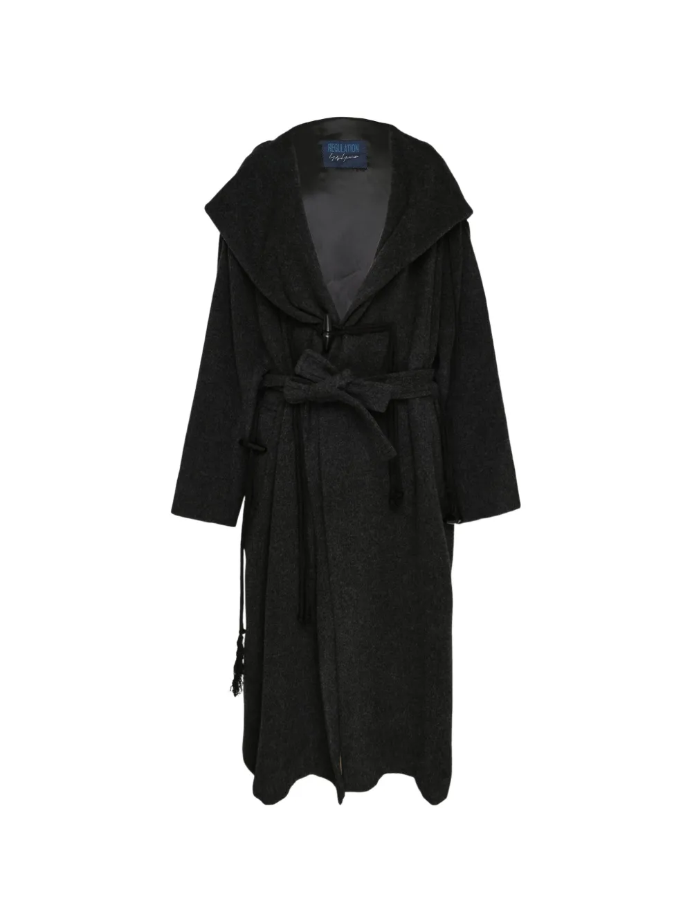 Yohji Yamamoto hooded belted duffle coat - Grau
