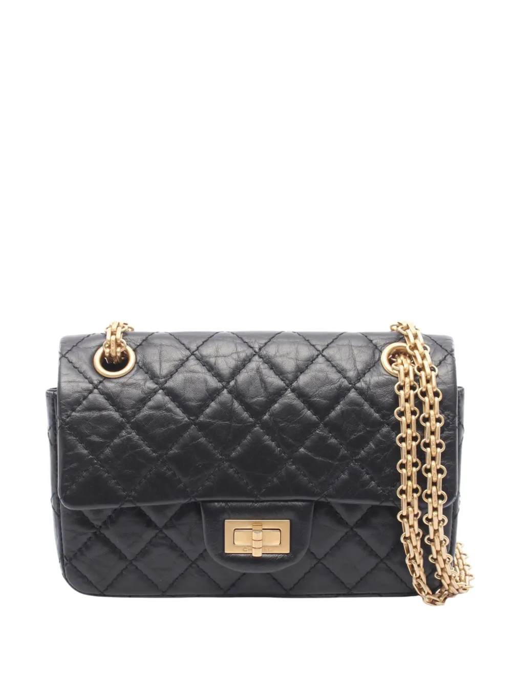 CHANEL Pre-Owned 2020 Quilted Aged Calfskin Reissue 2.55 Single Flap 224 shoulder bag - Black