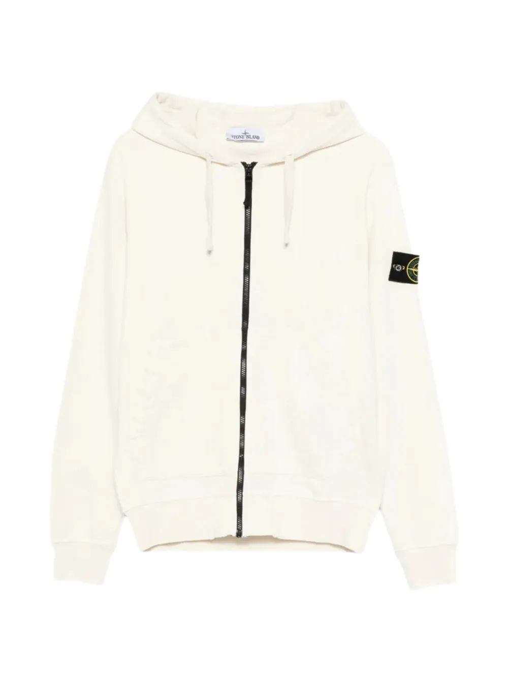 Stone Island 로고 패치 후드 집업 | 화이트 | Image 1