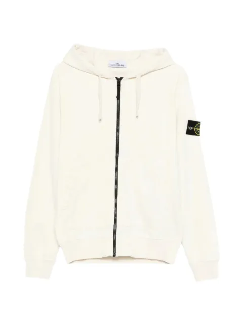 Stone Island logo-patch zip-up hoodie