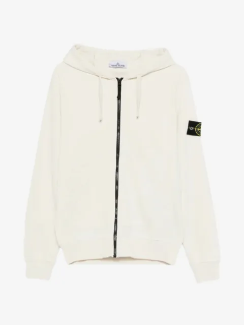Stone Island logo-patch zip-up hoodie