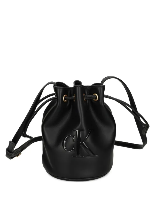 Calvin Klein Small Logo-plaque Bucket Bag in Black