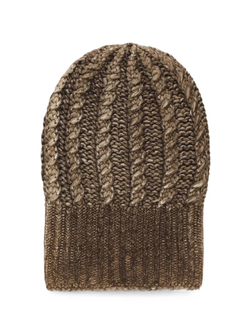 Avant Toi Beanie mit Zopfmuster - Braun