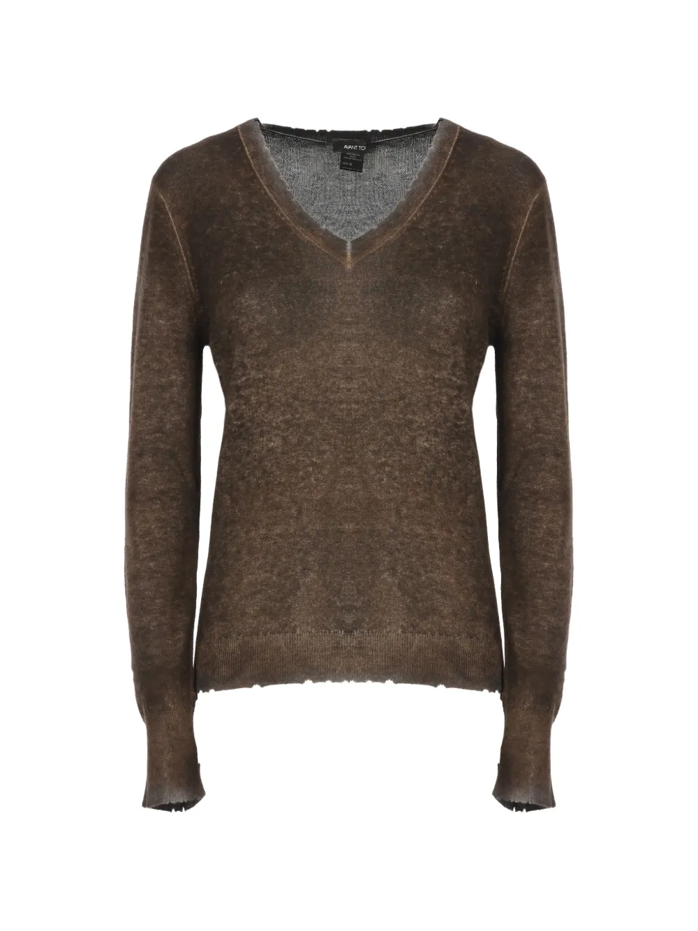 Avant Toi distressed-effect V-neck sweater - Marrone