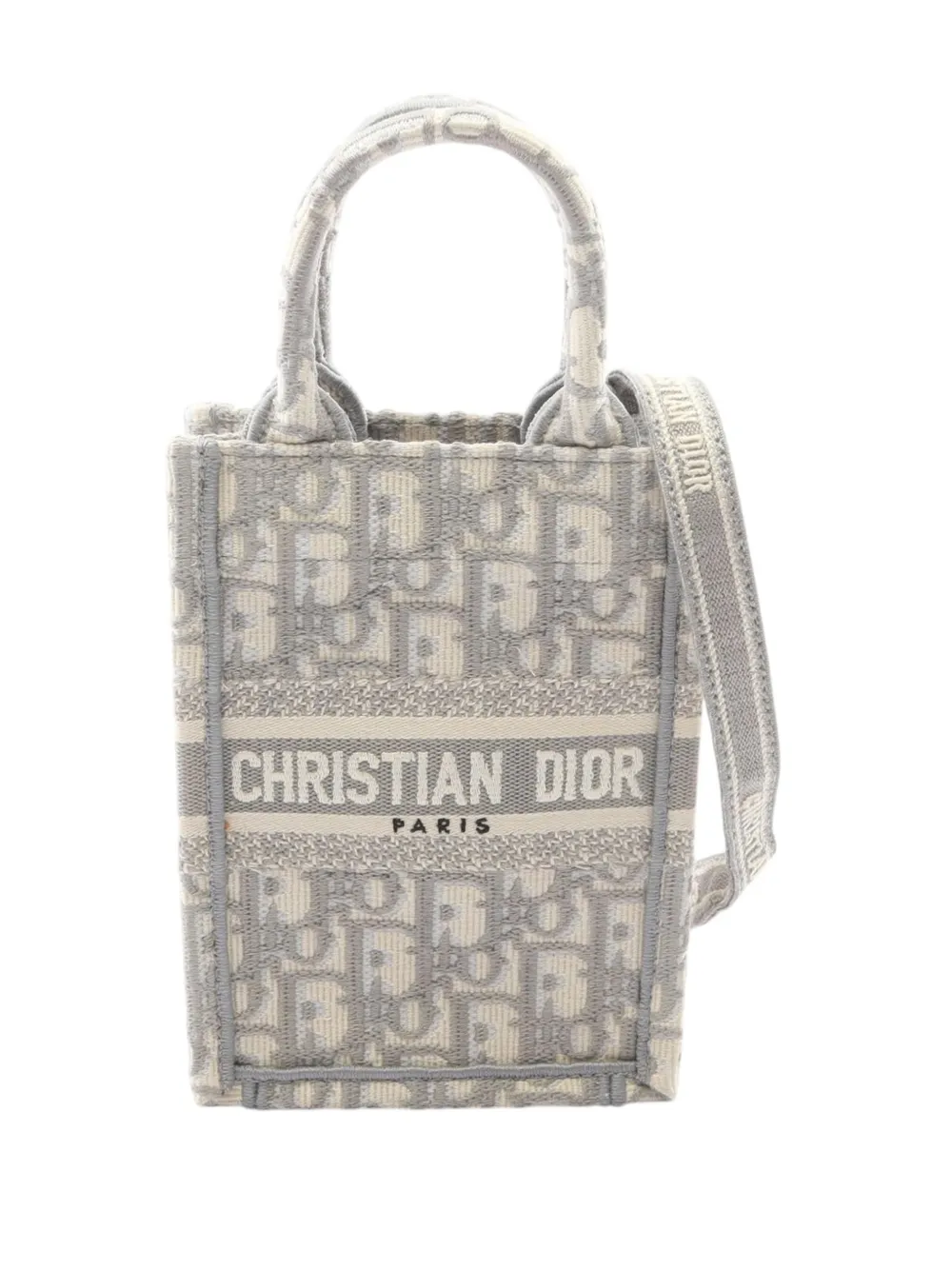 Christian Dior Pre-Owned Borsa tote Book mini verticale in tela con motivo Oblique 2020-2026 - Grigio