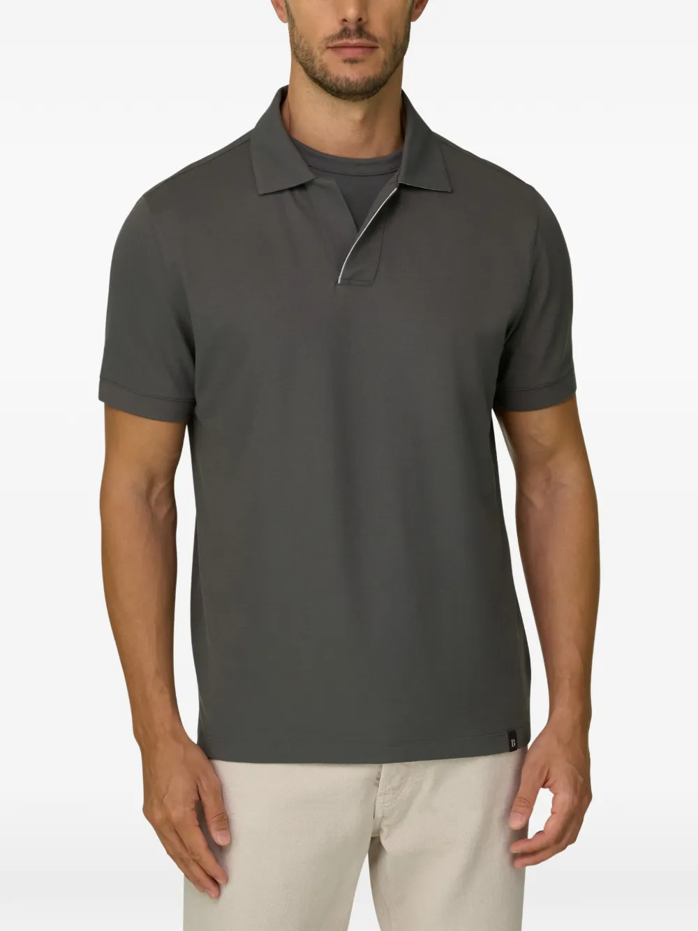 Boggi Milano Poloshirt van stretch-katoenen blend met piqué-effect Grijs