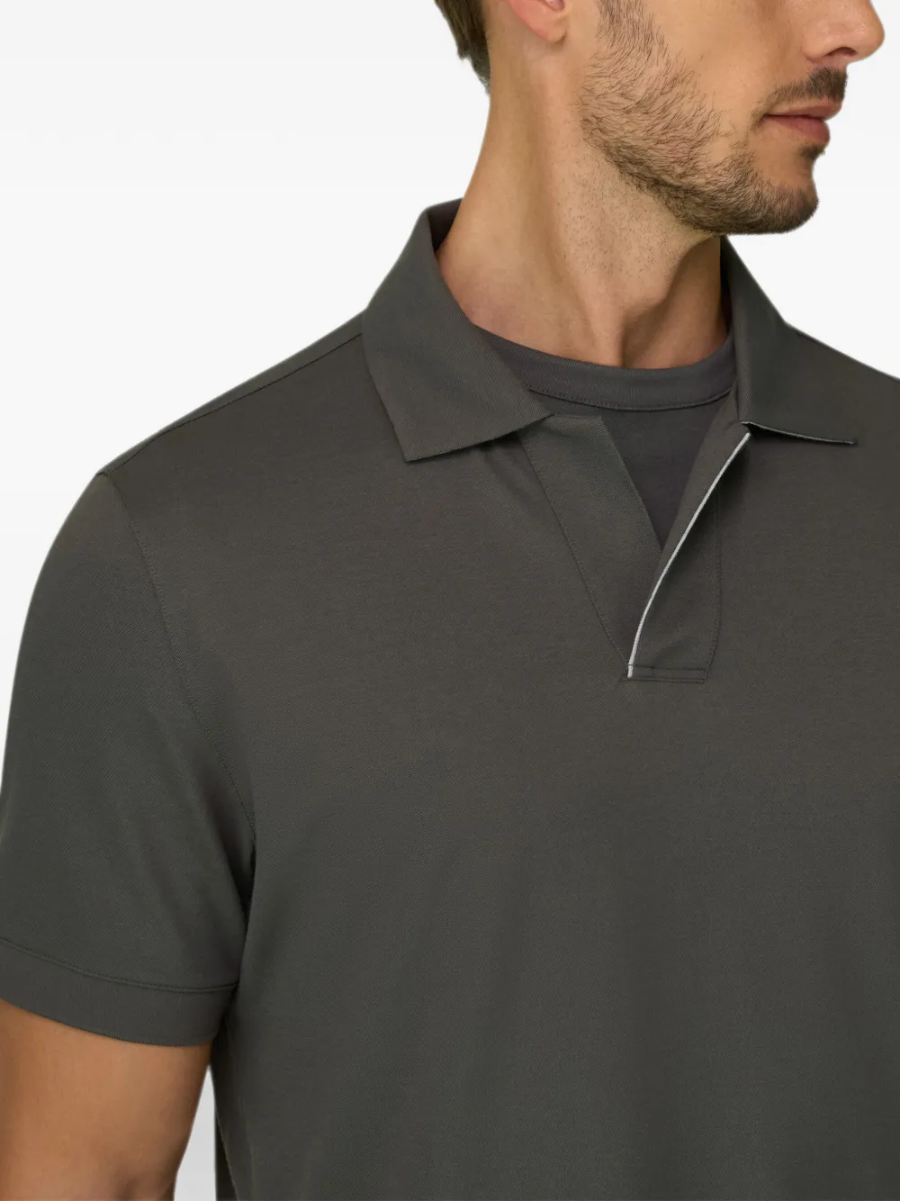 Boggi Milano Poloshirt van stretch-katoenen blend met piqué-effect Grijs
