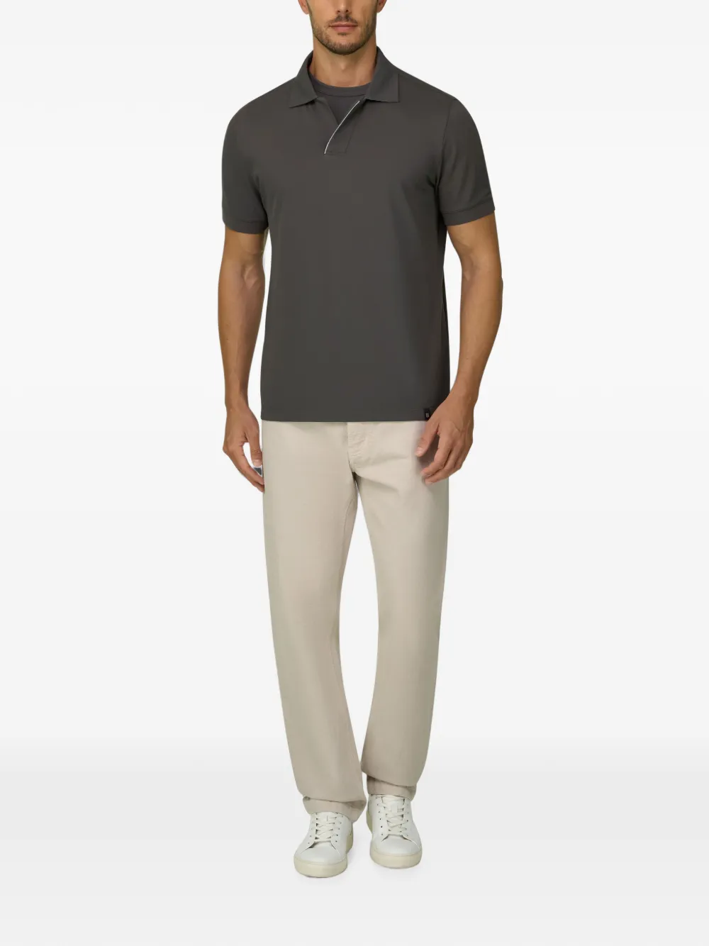 Boggi Milano Poloshirt van stretch-katoenen blend met piqué-effect Grijs